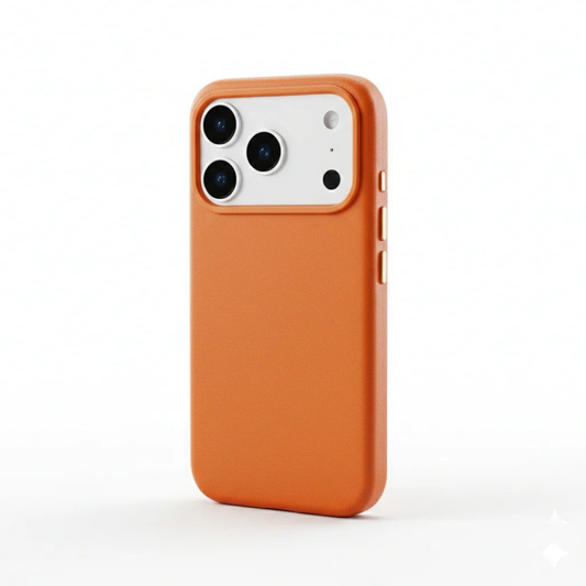 Signature Leather Magsafe Case - Iphone 17 Pro ( Ember Orange)