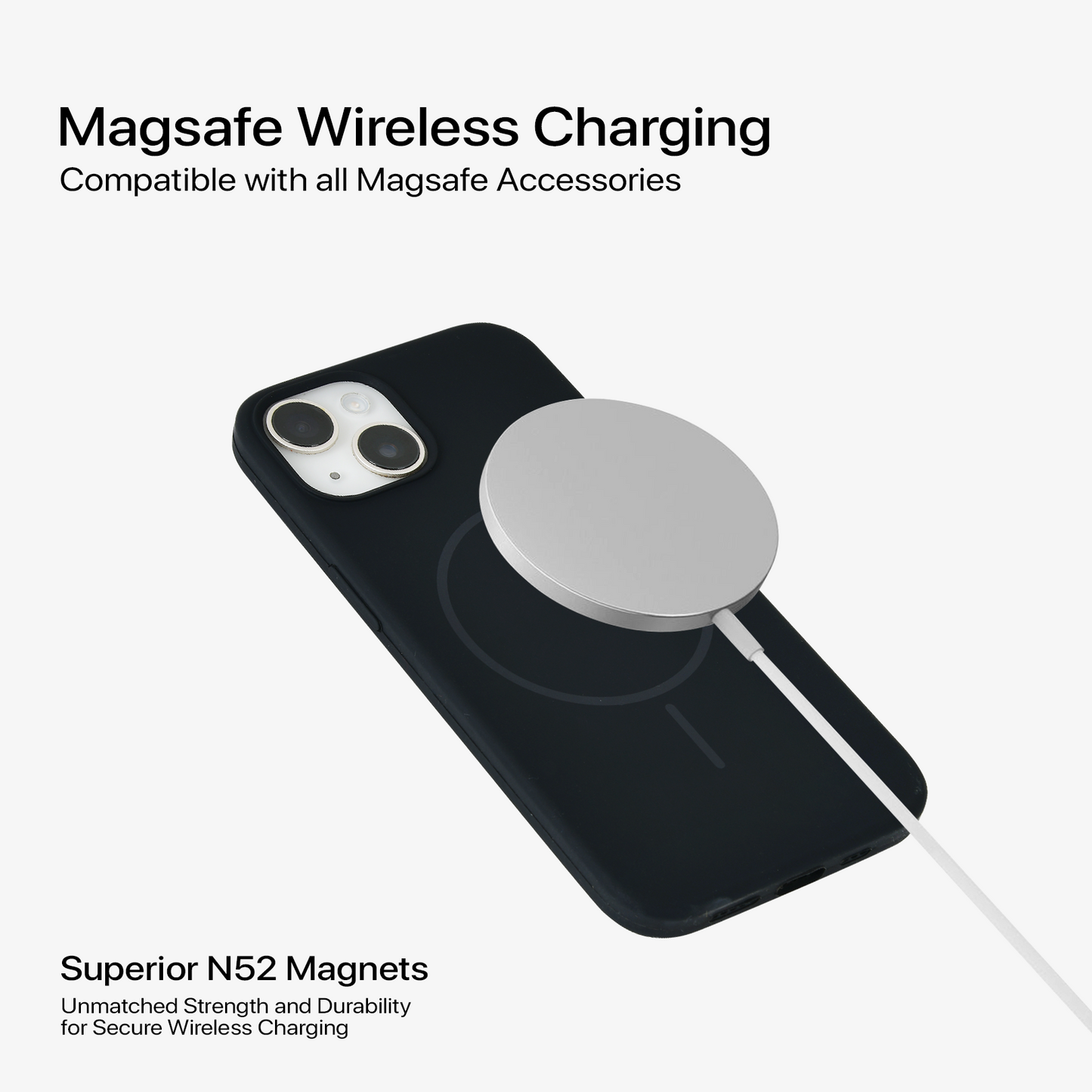 Anti Dust Magsafe Silicone Case - Iphone 15 (Black)