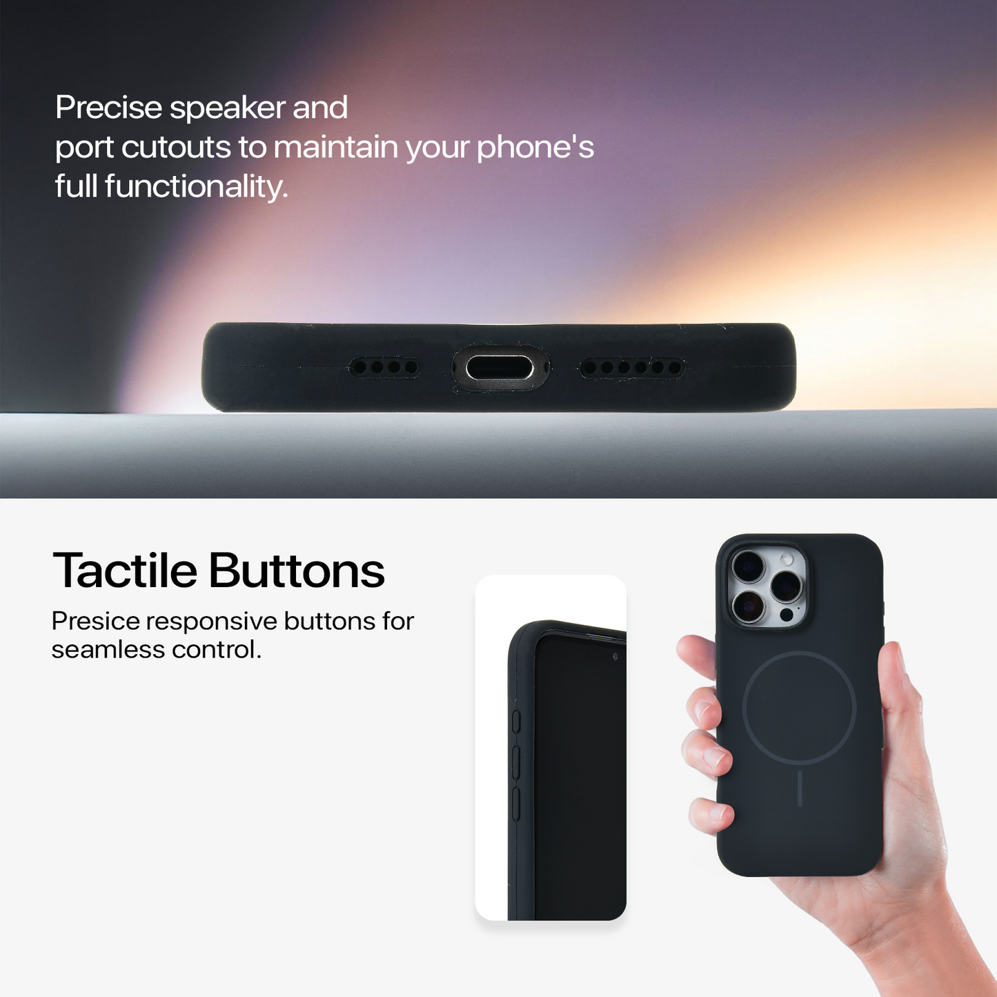 Anti Dust Magsafe Silicone Case - Iphone 16 pro (Black)