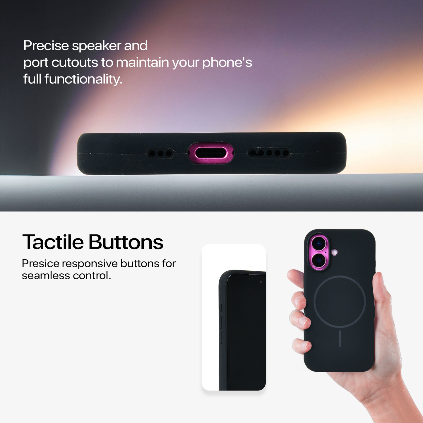 Anti Dust Magsafe Silicone Case - Iphone 16 Plus (Black)