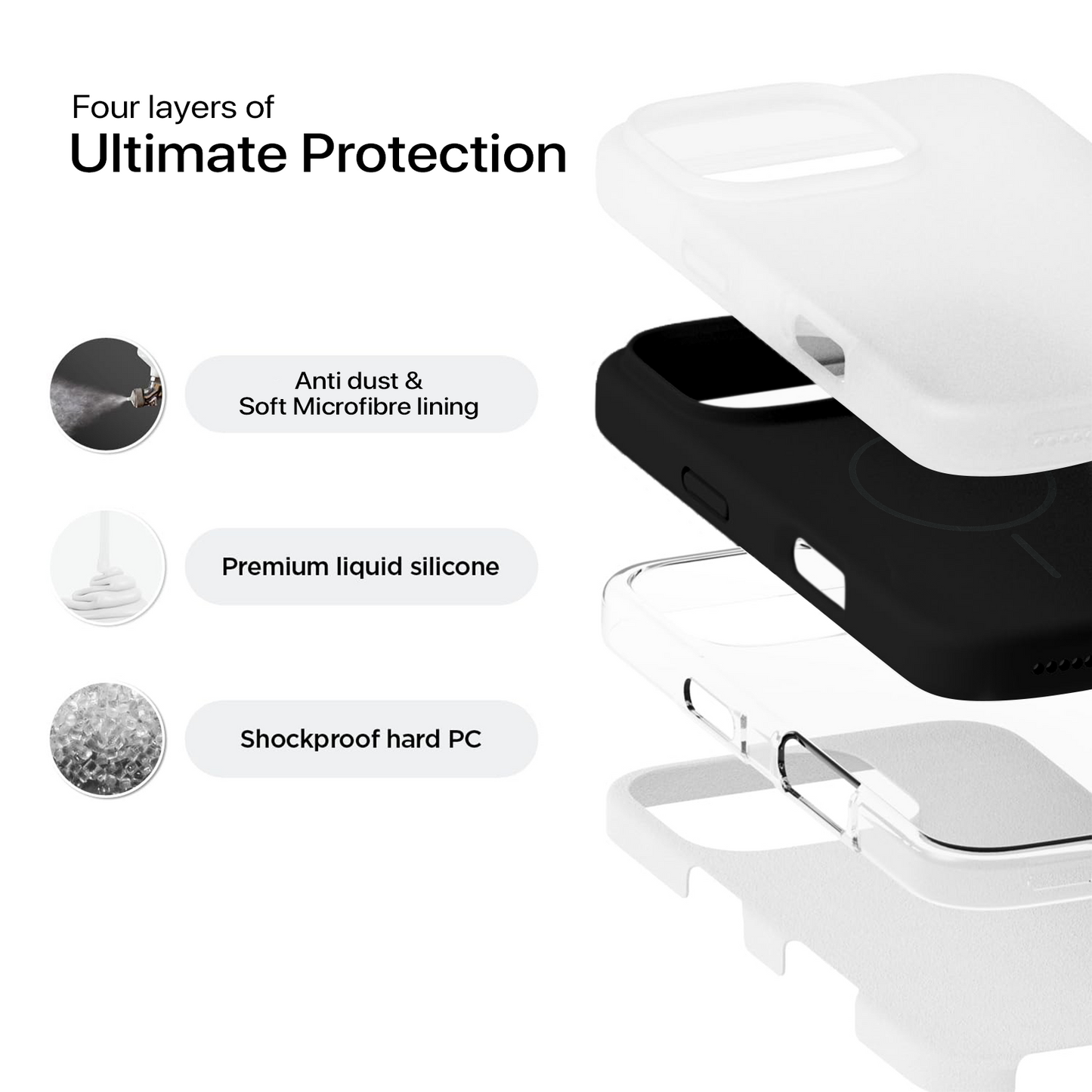 Anti Dust Magsafe Silicone Case - Iphone 14 Pro Max (Black)