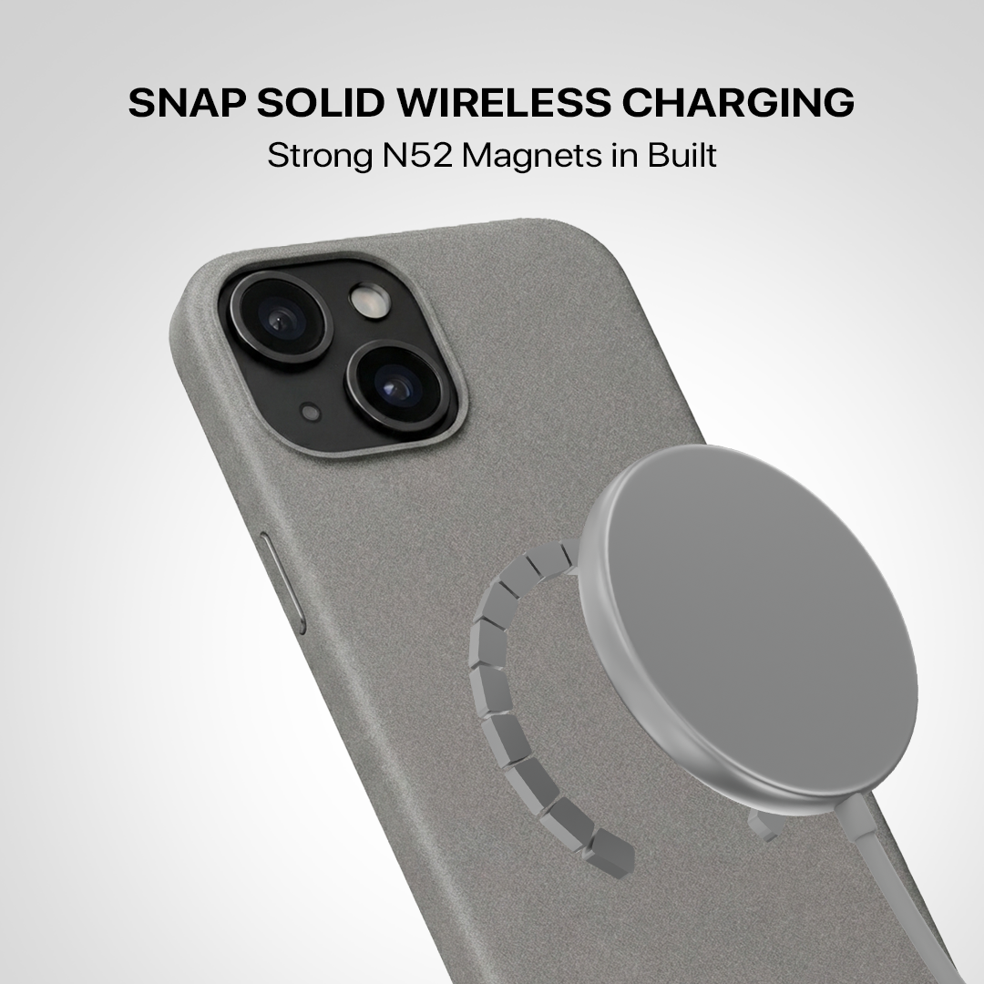 Signature Leather Magsafe Case - Iphone 15  (Graphite Grey)