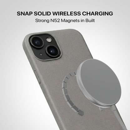 Signature Leather Magsafe Case - Iphone 15  (Graphite Grey)