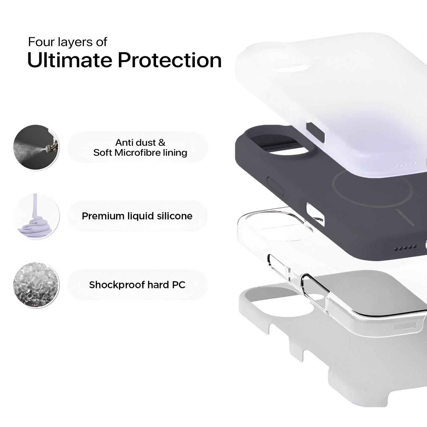 Anti Dust Magsafe Silicone Case - Iphone 16 (Grey)
