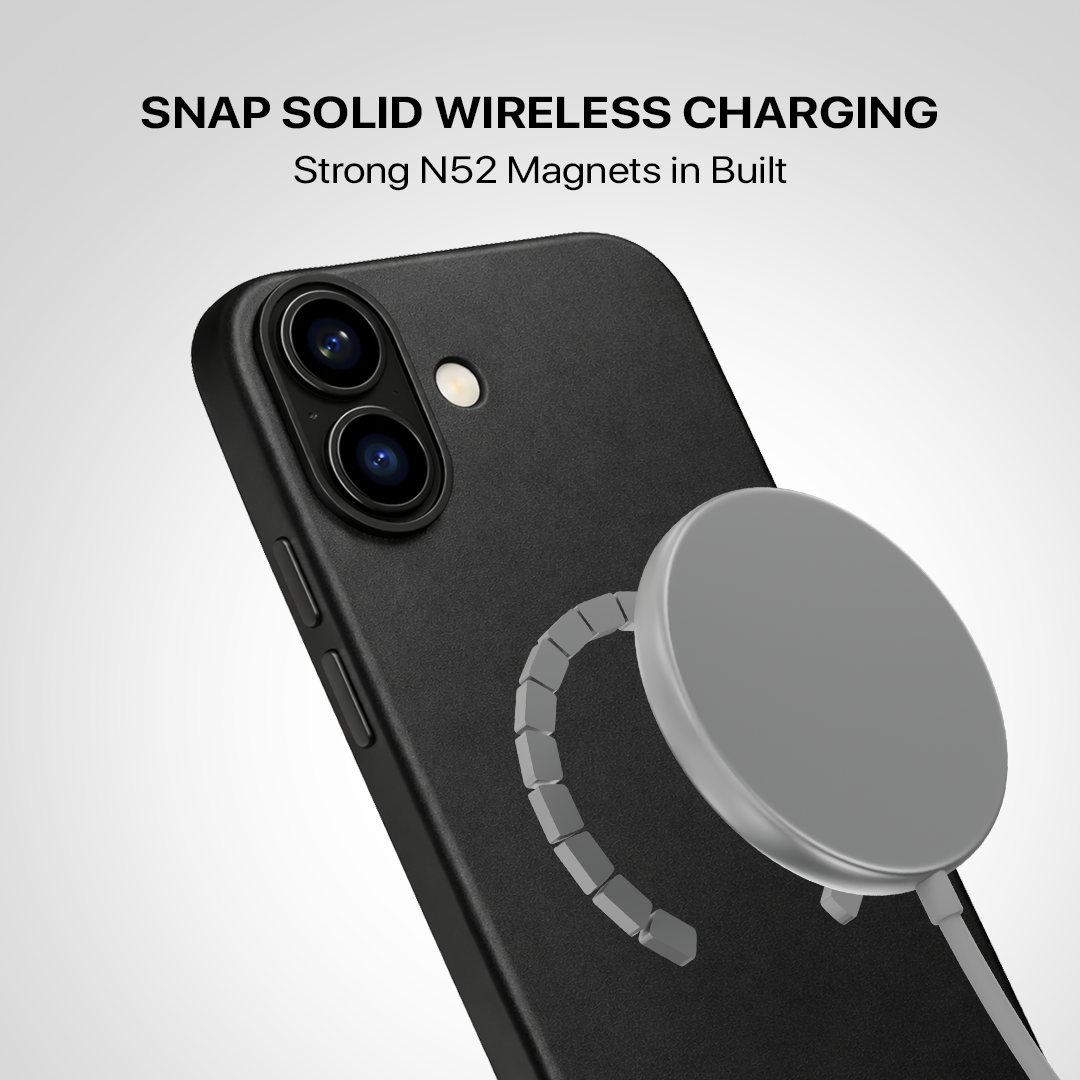 Signature Leather Magsafe Case - Iphone 16 Plus  (Royal Black)