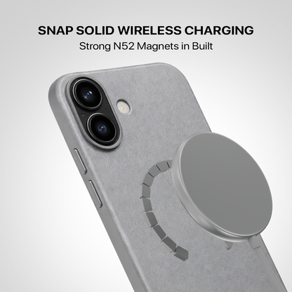 Signature Leather Magsafe Case - Iphone 17  (Graphite Grey)