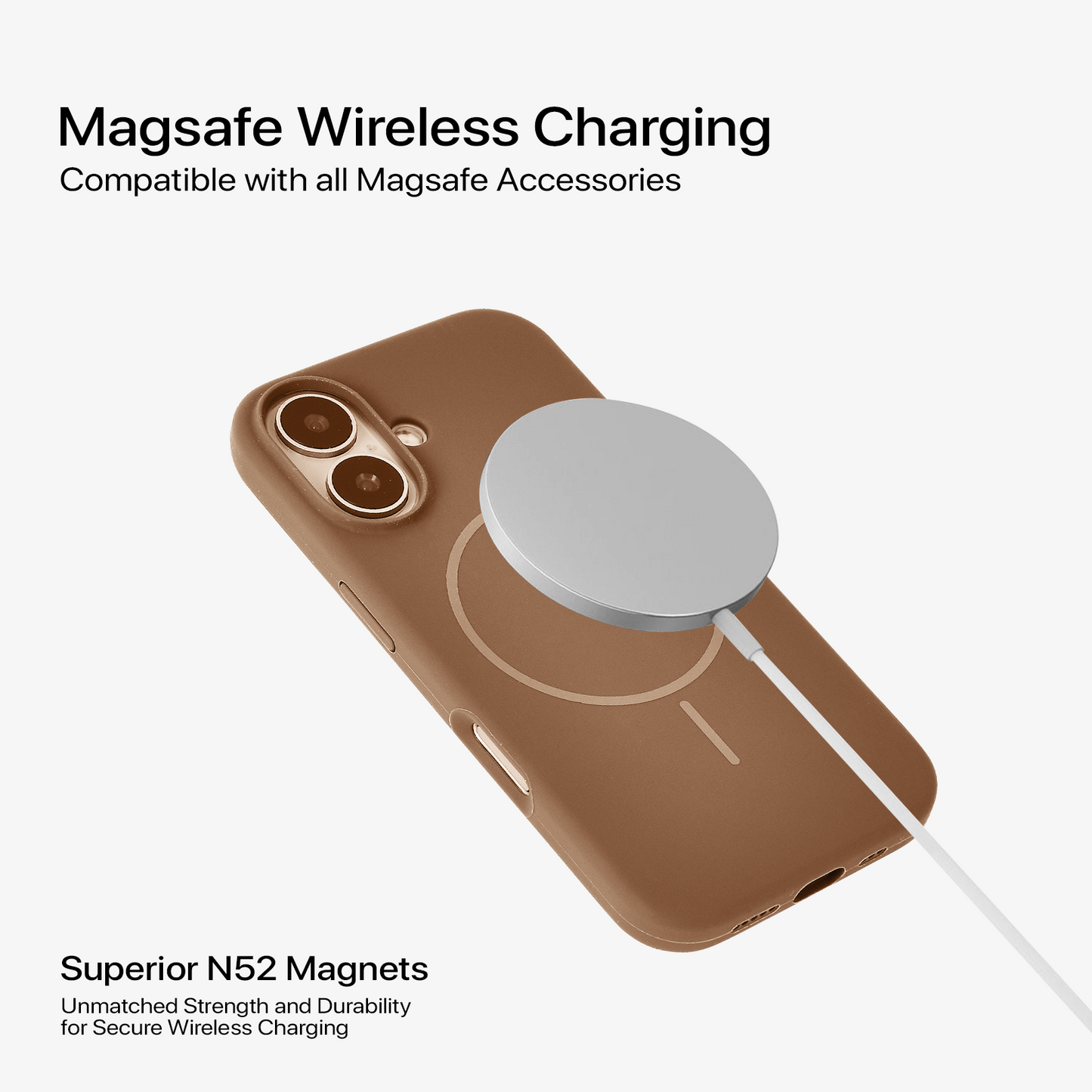 Anti Dust MagSafe Silicone Case - IPhone 16 plus ( Brown)