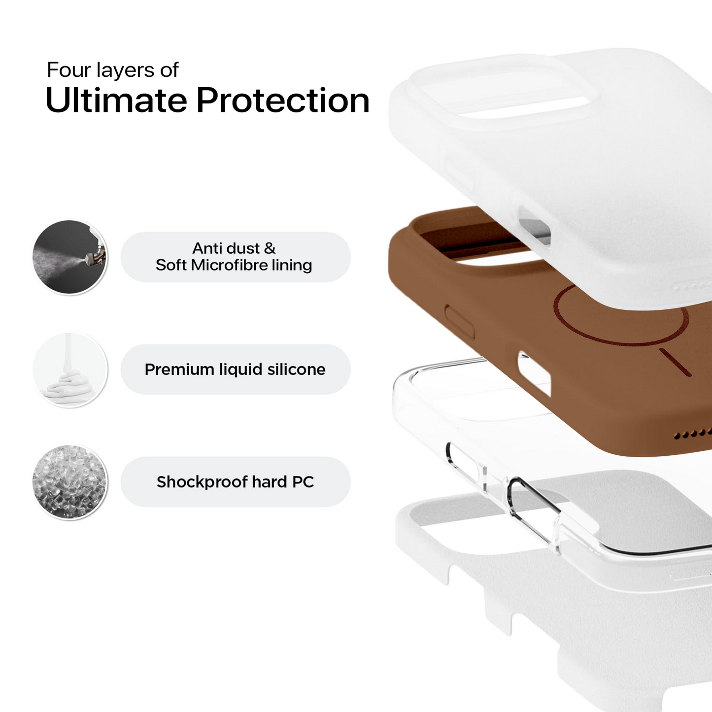 Anti Dust MagSafe Silicone Case - IPhone 14 ( Brown)