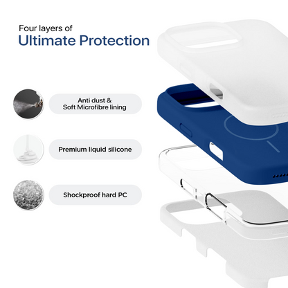 Anti Dust Magsafe Silicone Case - Iphone 15 Pro (Denim Blue)